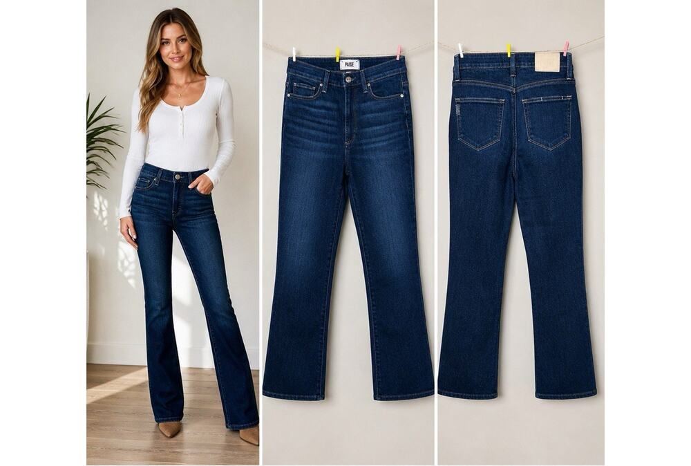 PAIGE Claudine Jeans 27 Dark Wash High Rise Bootcut Stretch Denim Premium